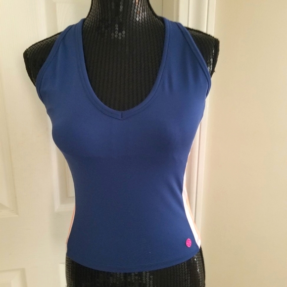 NWT Lilly Pulitzer Luxletic Vanti Bra Tank Top Oyster Bay Navy Size Small UPF 50 - Picture 1 of 14